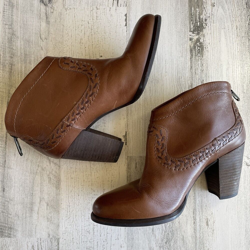 UGG Charlotte Ankle Boots Size 7 EU 38 Brown Leather 1005656 Sherpa Lined EUC